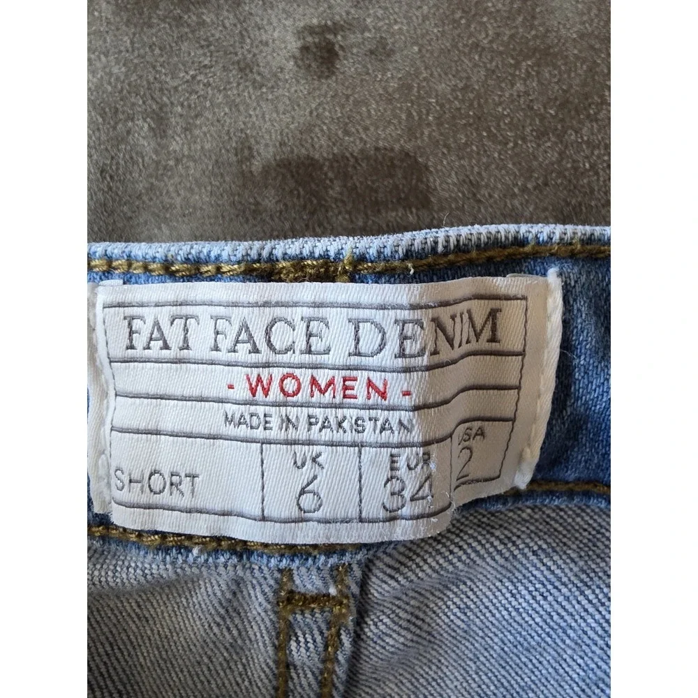 Fat Face Women's Shorts Size 6 Blue Solid Casual Cotton Chino Bermuda